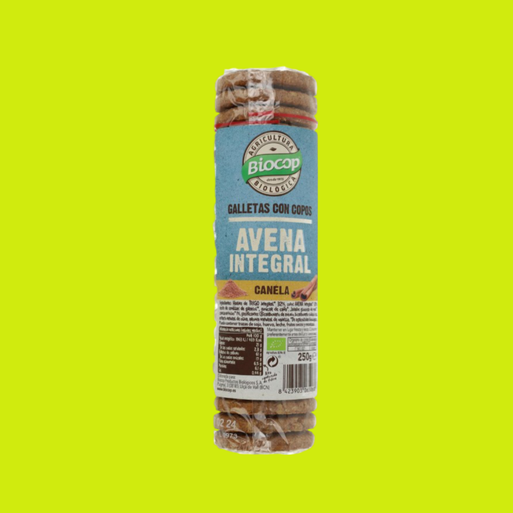 GALLETAS CON COPOS AVENA INTEGRAL Y CANELA ECO