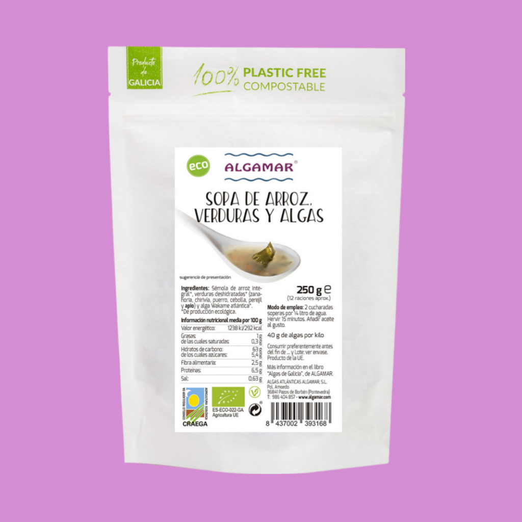 SOPA DE ARROZ, VERDURAS Y ALGAS ECO