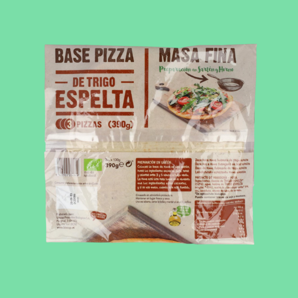 BASE PIZZA DE TRIGO ESPELTA MASA FINA ECO BIOCOP 390 G (3x130 G)