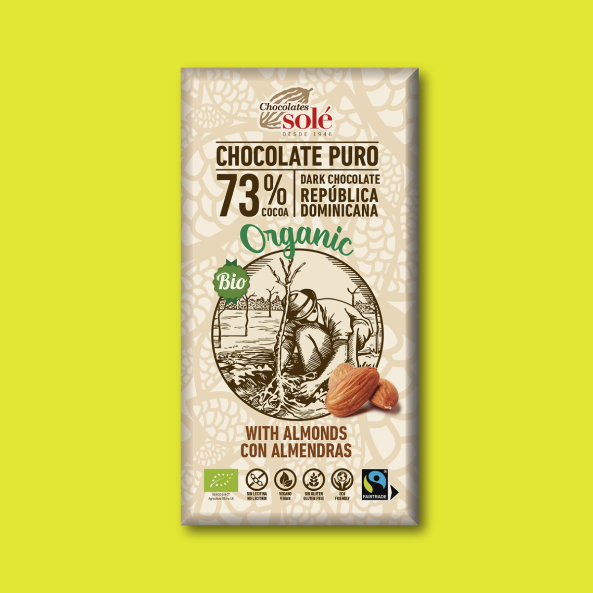 CHOCOLATE NEGRO 73% ALMENDRAS ECO