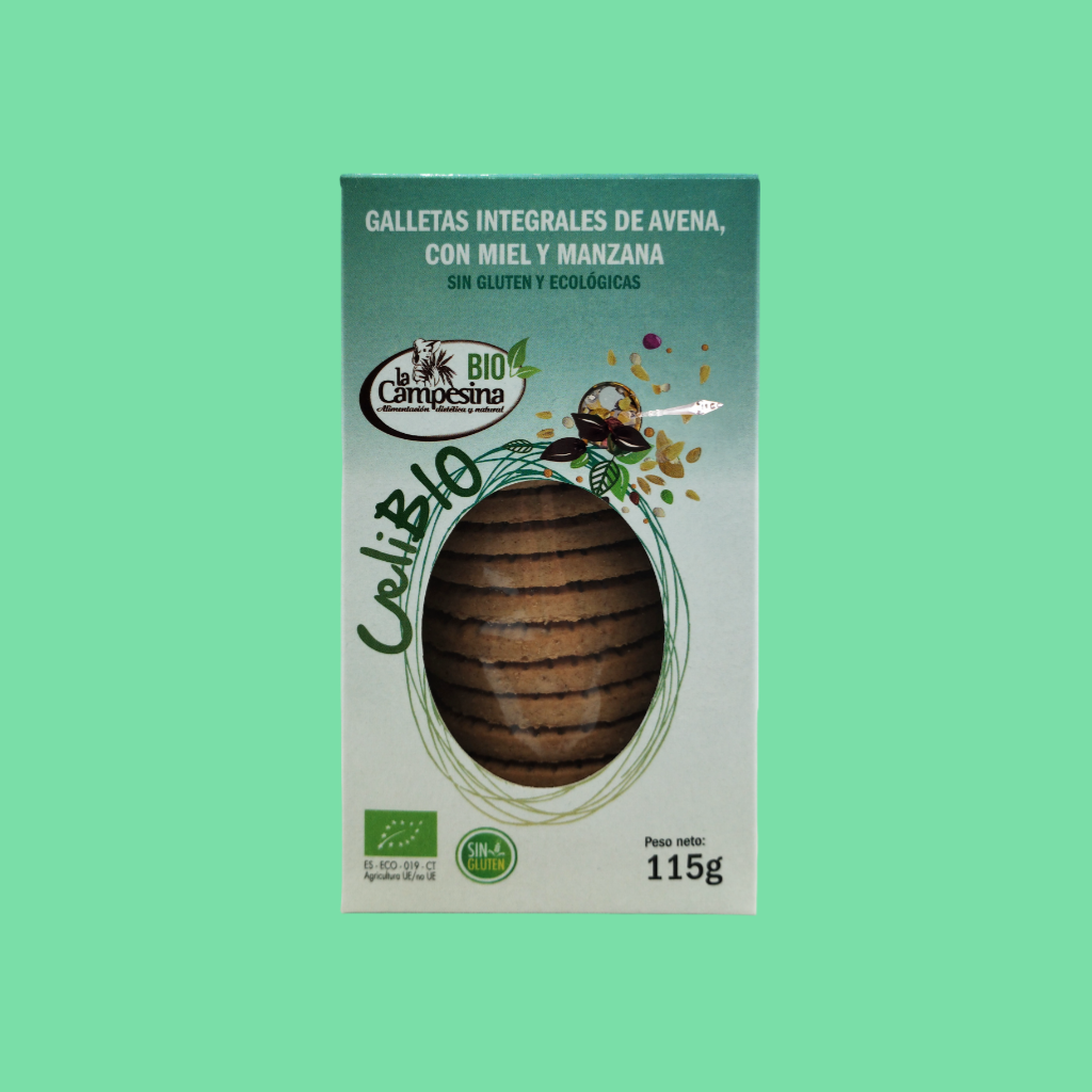 GALLETAS INTEGRALES AVENA, MIEL, MANZANA ECO