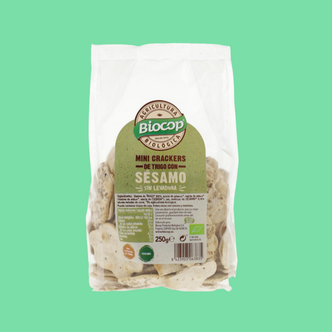 MINI CRACKERS DE TRIGO CON SÉSAMO SIN LEVADURA ECO